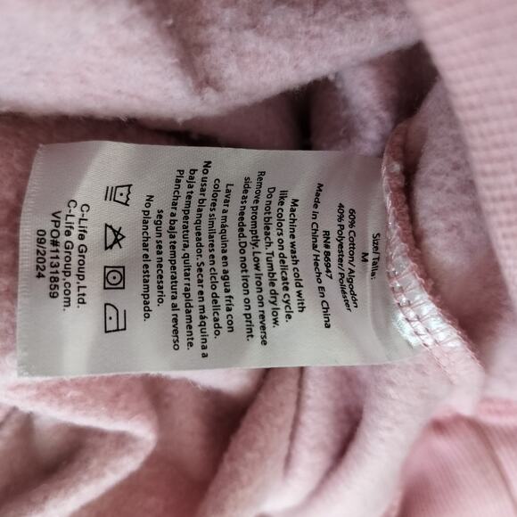 4880) Peanuts Pink  Snoopy Valentine Crewneck Pullover Sweatshirt Medium - Picture 8 of 8